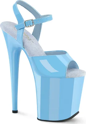 Produktbild von FLAMINGO-809 Pleaser Damen High-Heels Riemchen Plateausandaletten babyblau Lack