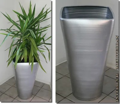 Produktbild von BODENVASE Pflanzkübel Keramik "Estrela" - Größe: ca.70 CM Silber