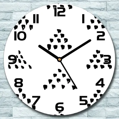 Produktbild von Wanduhr aus Glas Rund fi 30 Punkte Dreiecke Quarz Deko Wohnzimmer Büro