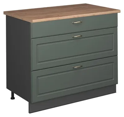 Immagine prodotto di Mobiletto base per cucina Vicco Fame-Line Verde-oro rustico/Antracite 100 cm, PL Rovere, Model 62019