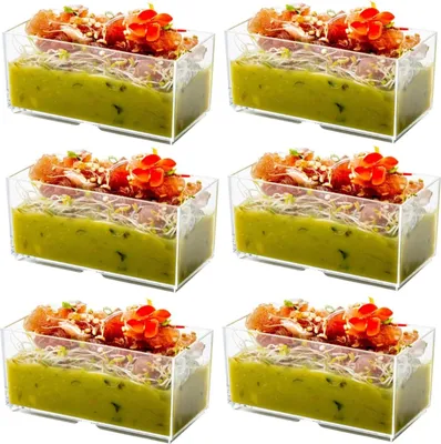 Produktbild von Famanu Dessertbecher 140ml - Rechteckige, transparente Becher - Wiederverwendbare Servierschalen für Desserts