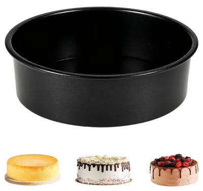 Runde Kuchenform 20 cm, Karbonstahl, schwarz, antihaftbeschichtet