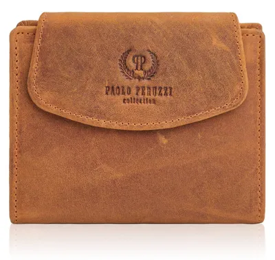 Produktbild von Damen-RFID-Brieftasche aus orangefarbenem Leder Paolo Peruzzi T-12-OR