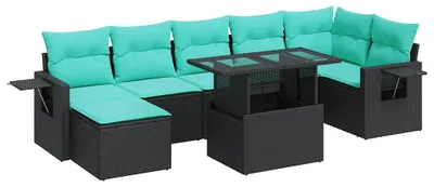 Zdjęcie produktu dla vidaXL 8-częściowa sofa ogrodowa z poduszkami z czarnego polirattanu