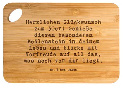 Produktbild von Mr. & Mrs. Panda Holzbrett Spruch 30. Geburtstag - Transparent - Geschenk, Brett, Leben feiern, Zukunft, Meilenstein, holzschneidebrett, Frühstücksbrett, 30 Jahre