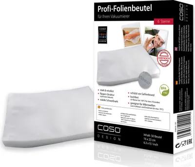 Produktbild von CASO Profi- Folienbeutel 16x23cm, 50 Stück, sehr stark & reißfest, für ein optimales Vakuum