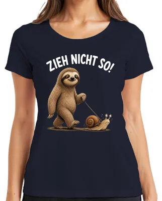 Produktbild von Zieh nicht so Faultier Schnecke lustig Geschenk Geburtstag Damen T-Shirt Faultier Geschenk, Navy, L