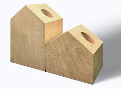 Image de Lot de 2 bougeoirs en bois au style moderne pour Noël