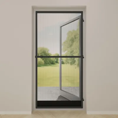 Produktbild von DTCH® Insektenschutztür mit Scharnieren – Inkürzbar – Schwarzes Netz – Anthrazit – 105 x 215 cm