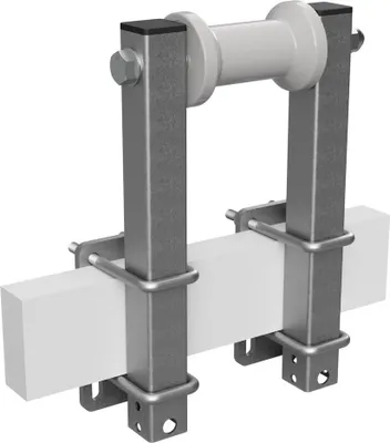 Produktbild von Polyurethan Kielrolle mit Stützen Sliprolle Bootstrailer Sliphilfe Spulenform verzinkt SUPROD, B=125, L=350 mm, grau