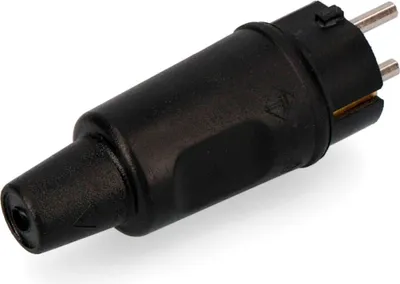 Productafbeelding van Veiligheidscontact stekker, volledig rubberen behuizing, IP44, 16A, breukbestendig, zwart