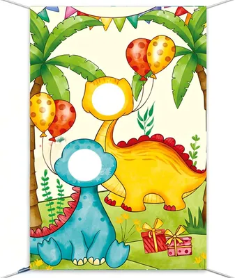 Produktbild von Dinosaurier Foto Türbanner, 1 Stück, bunte Hintergrund, für Jungen, Geburtstagsfeier