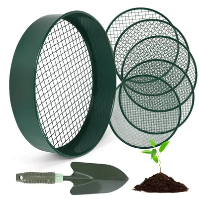 Productafbeelding van Tuinzeef, 30 cm, roestvrij staal, met 5 verwisselbare zeefzakken, voor gebruik in de tuin