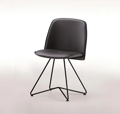 Produktbild von Schwarzer Kunstlederstuhl Designer Metallgestell Moderne Sitzstühle