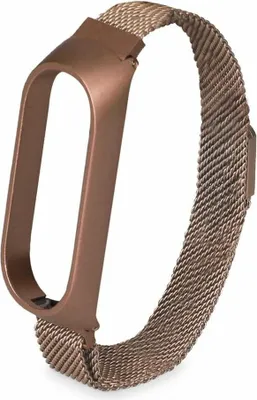 Immagine prodotto di Bracciale con design in metallo compatibile con l'ultima versione della smartband di xiaomi, mi band 6 e il suo predecessore mi band 5, in colore oro.