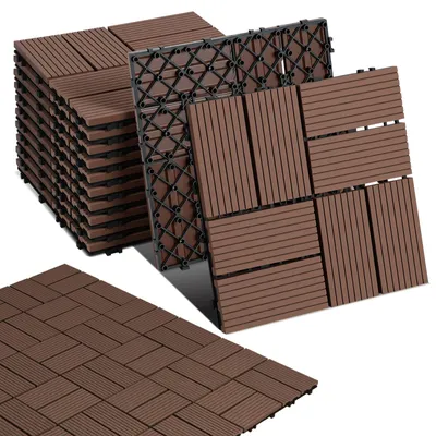 Produktbild von Eikuavons WPC Terrassenfliesen 30x30 cm Rotbraun 33 Stück 3 m² Klickfliesen Garten Balkon