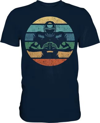 Produktbild von Retro American Football Spieler T-Shirt – Navy / L