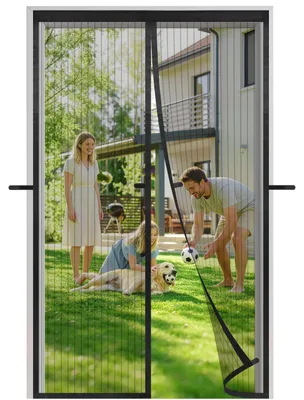 Imagen del producto de Puerta mosquitera, protección contra insectos, 100 x 210 cm, cortina con imanes para puerta de balcón