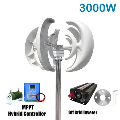 Immagine prodotto di Turbina eolica verticale – Generatore eolico – Generatore di energia solare – 12V/24V – Con pannelli solari