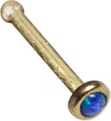 Produktbild von viva-adorno 0,8mm Nasen Stecker Nasenpiercing Messing Vintage Antik Style Schmuckstein verschiedene Desgins Z493.D9 Opal blau