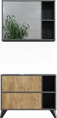 Produktbild von Badmöbel-Set Vicco Leano Anthrazit/Goldkraft Eiche 2-teilig, Model 53266