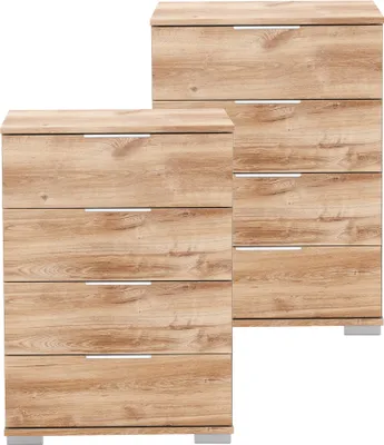 Produktbild von Schlafzimmer Nachttisch 2er Set, auch für Boxspringbett geeignet, in Plankeneiche Nb. ELSTRA-43, B/H/T ca. 52/74/38 cm