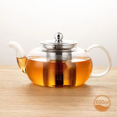 Produktbild von Famanu Teekanne mit Warmhalter - Glas mit Teefilter und Teelicht