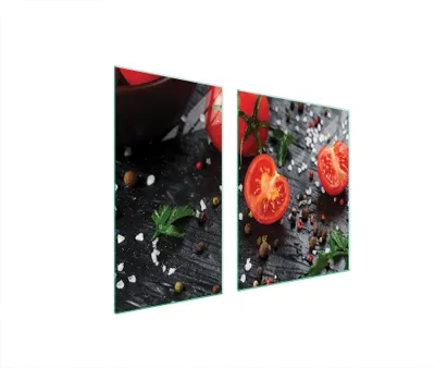 Immagine prodotto di Piastre copriforno 2 pezzi 90x52 Vetroceramica copriforno vetro tagliere pomodoro legno