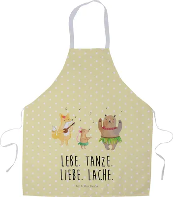 Produktbild von Mr. & Mrs. Panda Grillmeister Schürze Waldtiere Aloha - Gelb Pastell - Geschenk, Musik, Igel, Kochschürze, Kellner-Schürze, Vorbinder, Küchenzubehör, Hase, Wald, Leben
