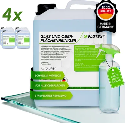 Produktbild von Flotex Oberflächen- & Glasreiniger 4x5L + Sprühflasche | Fensterreiniger