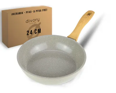 Produktbild von DIVORY Keramikpfanne 24cm – Pfanne mit Keramikbeschichtung Induktion,  & PTFE frei, mittlere Bratpfanne Keramik beschichtet (Natura, 24 cm)