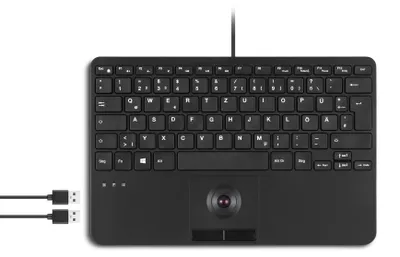 Immagine prodotto di Perixx PERIBOARD-526 H IT, mini tastiera USB cablata, trackball, hub USB