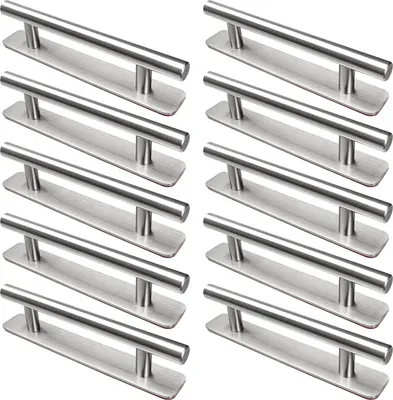 Produktbild von Selbstklebende Möbelgriffe - Edelstahl - 10 Stück - 148 mm - Silber