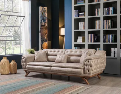Image de Chesterfield 3 places Beige Design Canapés rembourrés Canapé