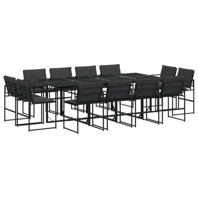 Image de vidaXL Ensemble de jardin 13 pièces avec coussins Noir Textilène