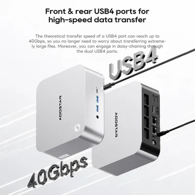 Obrázek produktu pro Maco – Mini PC, mini počítač – AMD Ryzen 7 Pro 6850H, 8 jader, 16 vláken – 24 GB RAM LPDDR5 – 1 TB SSD – WiFi 6, Bluetooth 5.2 – 2x 2,5G LAN, zástrčka EU