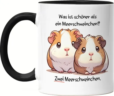 Produktbild von Was ist schöner als ein Meerschweinchen Tasse Schwarz Meerschweinchen-Liebhaber