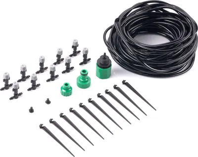 Produktbild von Gartenbewässerungssystem | Balkon + Beet | 20 m | Wasserversorgung | Micro-Dip-System | Bewässerung | Gartenbewässerung | 10 Sprühaufsätze | auch für Sträucher und Bäume geeignet
