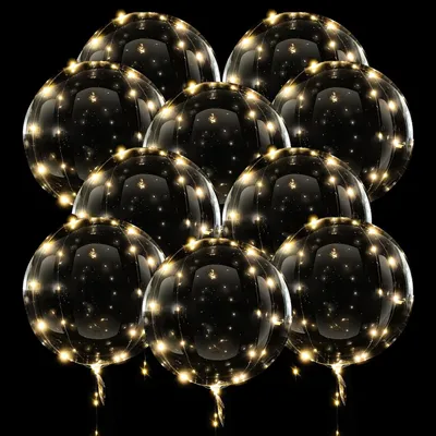 LED-Ballons 10er-Set, transparent, 50,8 cm, mit Lichterkette