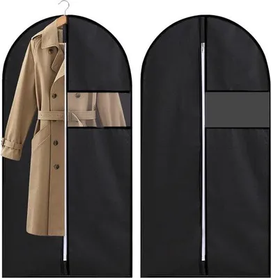 Produktbild von Famanu Kleidersack Schwarz 120 x 60 cm - Atmungsaktive Reisekleidungstasche mit Reißverschluss