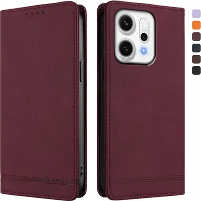 Produktbild von Hülle für Oppo Reno14 Pro 5G, Retro Kunstleder Ständer Klapphülle mit Kartenfächer und Magnetische Rot