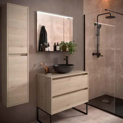 Immagine prodotto di Salgar mobili da bagno NOJA 900 2 cassetti NATURALE + piano lavabo