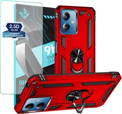 Produktbild von Armor Outdoor Handyhülle für Xiaomi Redmi Note 12 5G Handy Panzer Case Schutzhülle mit 9H Displayglas Displayschutz Farbe: Rot