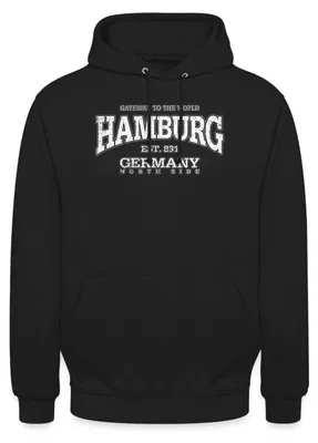 Produktbild von Spreadshirt Hamburg Deutschland Seit 831 Uni Hoodie, XL, Schwarz