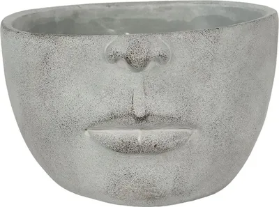 Produktbild von Clayre & Eef Blumentopf 24x23x15 cm Grau Stein Rund Gesicht