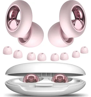Produktbild von Ohrstöpsel zum Schlafen, 45 dB Geräuschreduzierung, Silikon, wiederverwendbar, 8 Stück in 4 Größen, Rosa