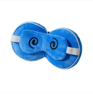Image de INF Oreiller de Voyage 2-en-1 Bleu en Forme de U & Masque de Sommeil
