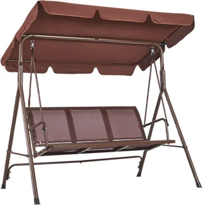 Immagine prodotto di Altalena da giardino - Sedia a dondolo - Giardino - Patio - Terrazza - Tenda regolabile - Per 3 persone - Marrone