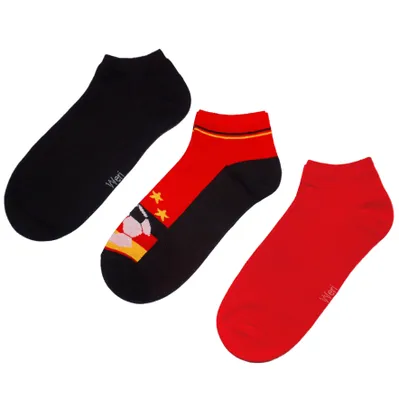Produktbild von Herren Sneaker Socken 3-er Pack aus Baumwolle Bravo Schwarz-Rot Größe 47-48