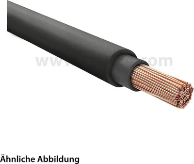 A close-up, angled view of a single electrical cable with its outer insulation partially removed to expose the copper wires.
